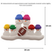 Family ornament with 6 white snowmen in bright hats with a football, graphed to show size (14x10cm).