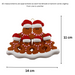 Family ornament with 6 brown gingerbread figures in red Christmas hats, graphed to show size (14x11cm).