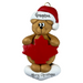 Tan bear in red festive hat with maple leaf ornament, personalized with name.