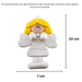Angel wearing white with blonde hair ornament, graphed to show size (7x10cm).