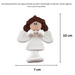 Angel wearing white with brown hair ornament, graphed to show size (7x10cm).