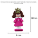 Pink princess with crown and brown hair ornament, graphed to show size (5.5x11.5cm).