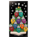 Christmas tree ornament decorated with 10 light bulbs with smiling faces, on display backing card.
