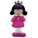 Pink princess with crown and black hair ornament, personalized with name.