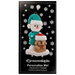 Ornament of snowman in green shirt and hat with tan dog in Christmas hat, on display backing card.
